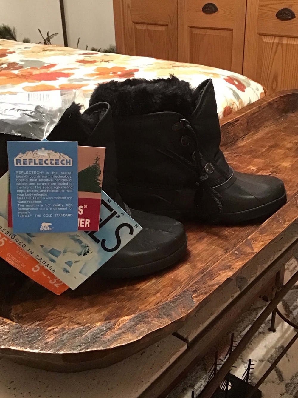 Sorel Black Faux-Fur Winter Ankle Boots